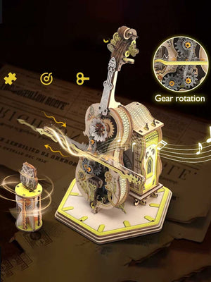 Puzzle Musique 3D Violoncelle Mécanique en Bois - GoCrazyPuzzle
