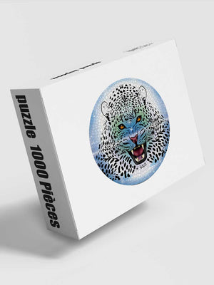 Puzzle Rond 1000 Pièces Léopard des Neiges - GoCrazyPuzzle