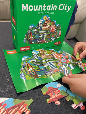 Puzzle Ville de Montagne 102 Pièces – Jeu Éducatif pour Enfants 3 Ans et Plus - GoCrazyPuzzle