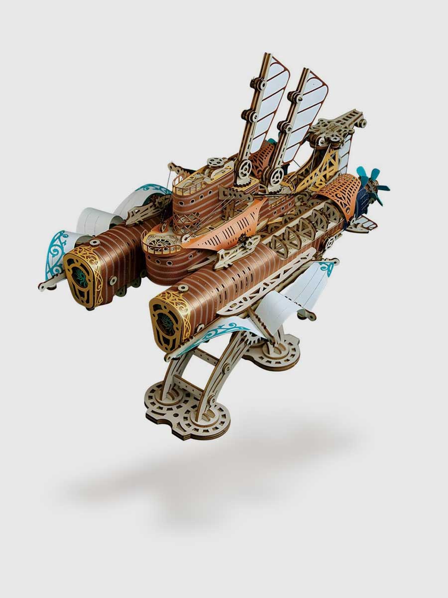 Puzzle en Bois 3D Steampunk Vaisseau Spatial - GoCrazyPuzzle