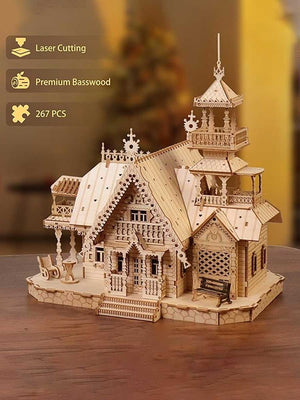 Puzzle en Bois 3d Maison Villa avec Lumière - GoCrazyPuzzle