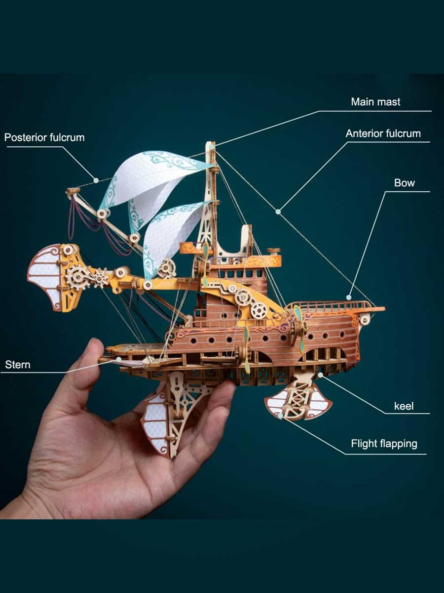Puzzle en Bois 3d pour Adulte - Dirigeable Steampunk - GoCrazyPuzzle