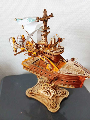 Puzzle en Bois 3d pour Adulte - Dirigeable Steampunk - GoCrazyPuzzle