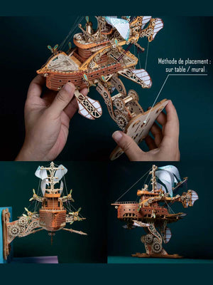 Puzzle en Bois 3d pour Adulte - Dirigeable Steampunk - GoCrazyPuzzle