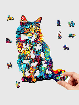 Puzzle en Bois Chat Fantaisie - GoCrazyPuzzle