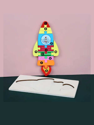 Puzzle en bois enfant 3ans et plus en forme Fusée - GoCrazyPuzzle