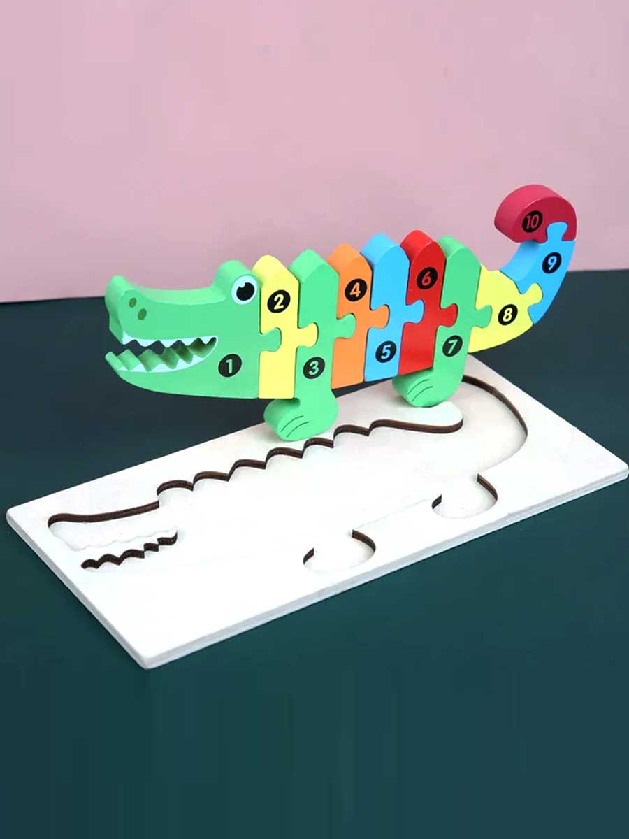 Puzzle pour Enfant de 3 ans - Couleurs & Chiffres Crocodile - GoCrazyPuzzle