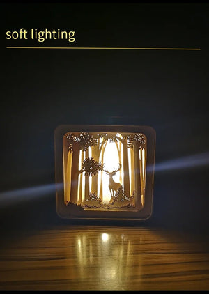 Puzzle 3D Lumière Forêt et Cerf en Bois - GoCrazyPuzzle