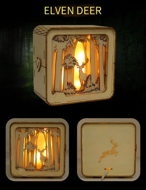 Puzzle 3D Lumière Forêt et Cerf en Bois - GoCrazyPuzzle