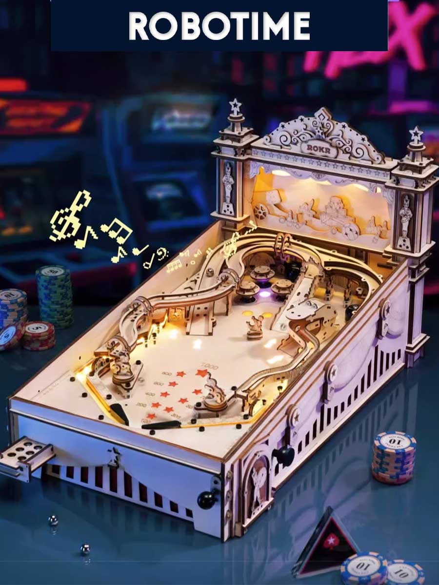 Robotime ROKR | Flipper Pinball 3D Puzzle - GoCrazyPuzzle
