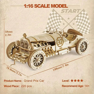 Puzzle 3D Voiture « Grand Prix » – Maquette en Bois Rokr DIY - GoCrazyPuzzle