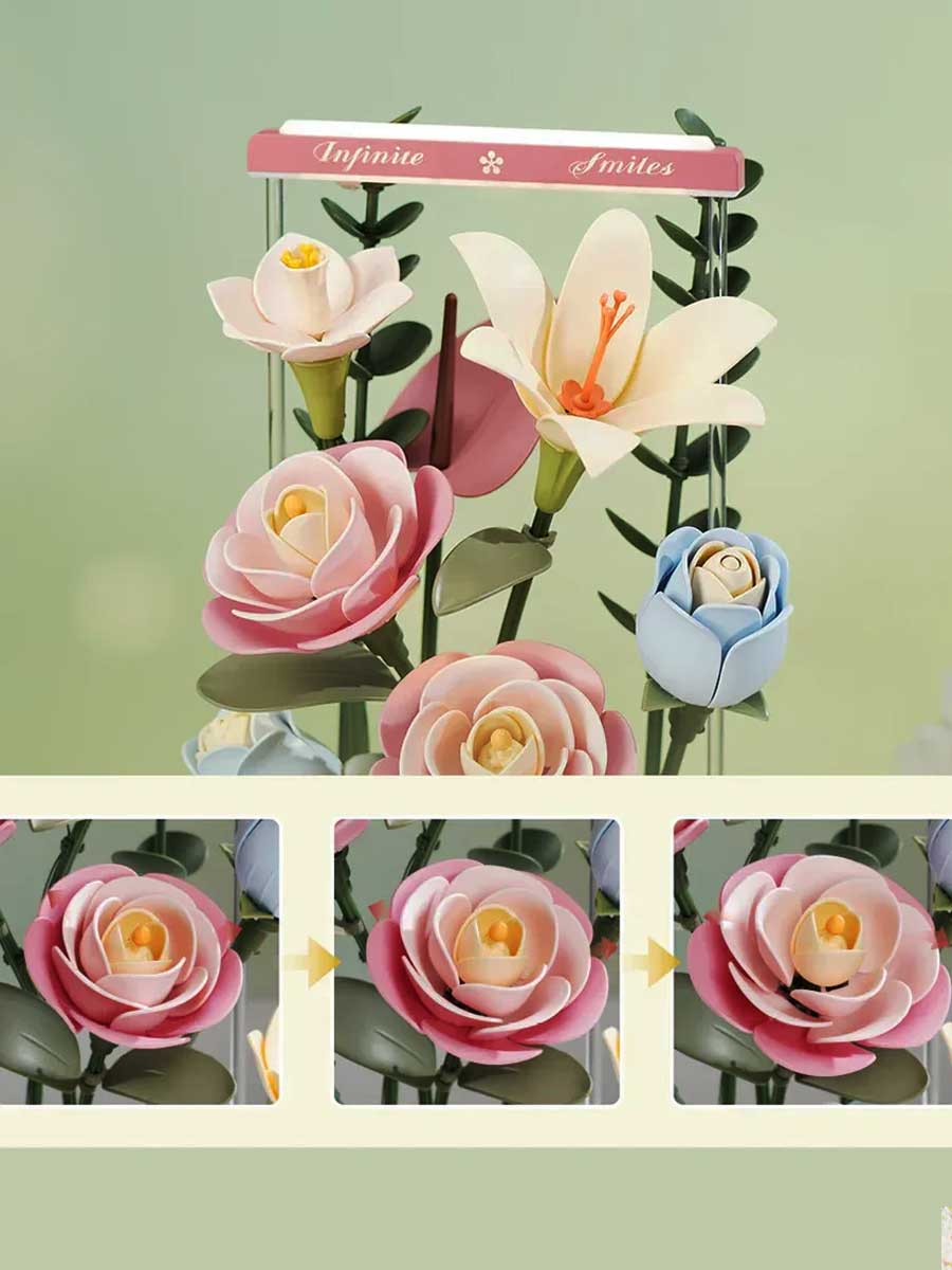 Rolife Bouquet de fleurs en bois 3D pour adultes, fleurs éternelles, cadeau romantique pour elle, femme, maman, Noël, anniversaire, Saint-Valentin, fête des mères (rose rose Rolife Bouquet de fleurs en bois 3D pour adultes, fleurs éternelles, cadeau romantique pour elle, femme, maman, Noël, anniversaire, Saint-Valentin, fête des mères (rose rose