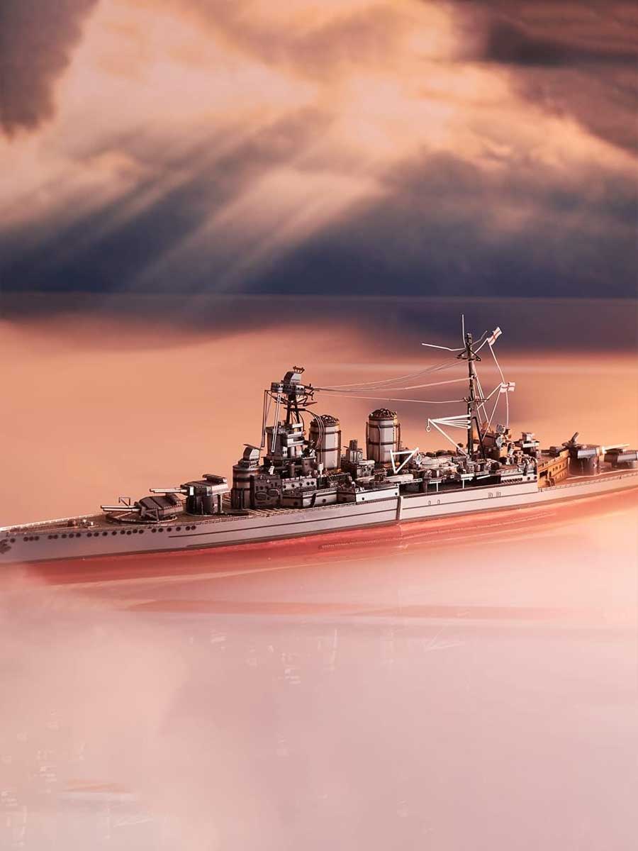 Bateau Maquette HMS Hood - Navire de Guerre 3D en Métal