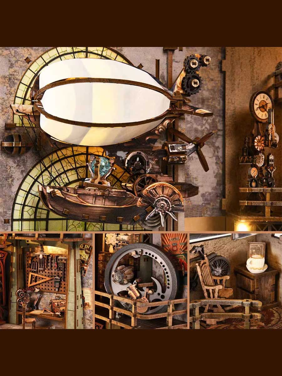 Book Nook – Cabinet de curiosités du voyageur (Bois, LED) - GoCrazyPuzzle