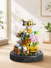 Bouquet Éternel Papillon & Fleurs sous Dôme — Création Décorative