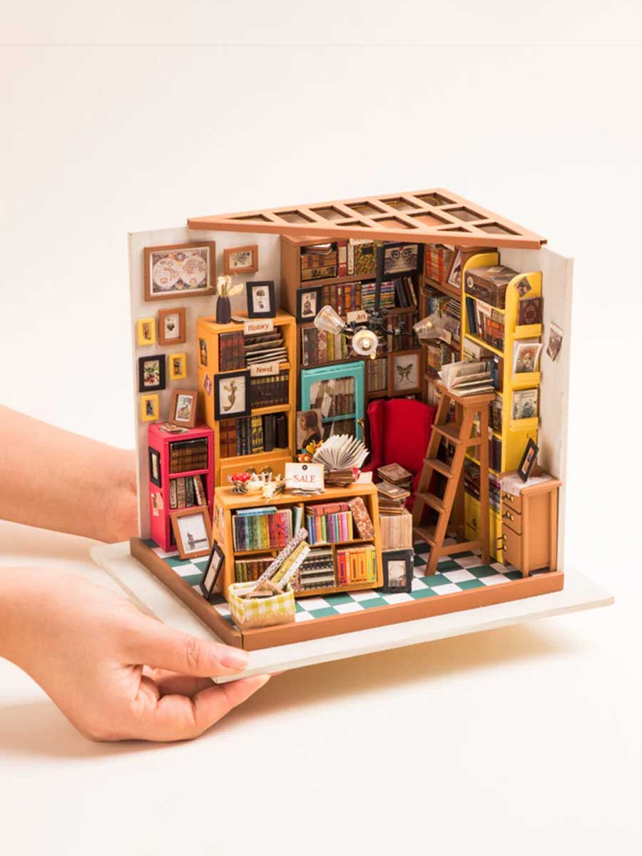 Miniature Maison Bibliothèque en Bois DIY avec Meubles | Robotime