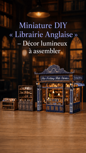 Miniature DIY « Librairie Anglaise » – Décor lumineux à assembler - GoCrazyPuzzle