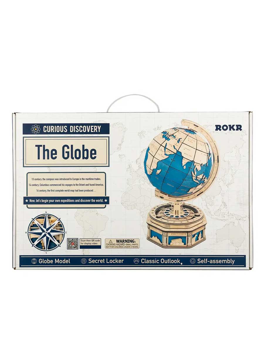 Puzzle 3D Globe Terrestre en Bois ROKR (567 pièces) - GoCrazyPuzzle