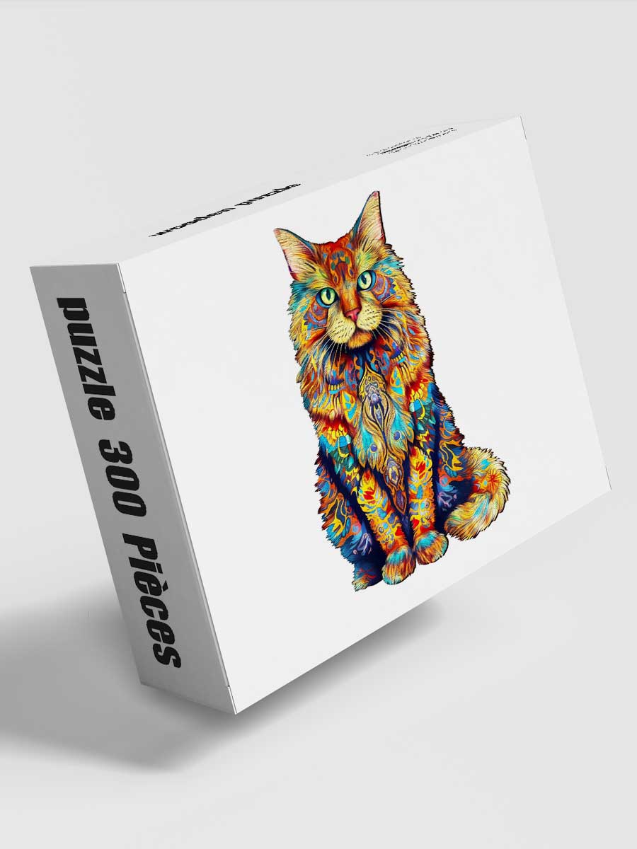Puzzle En Bois 108 Pièces Forme De Chat - Dimensions 29.7x42 Cm, épaisseur 3 Mm, Boîte Cadeau En Bois - 4