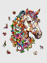 Puzzle Bois Cheval Coloré - Jouets Difficiles pour Enfants - GoCrazyPuzzle