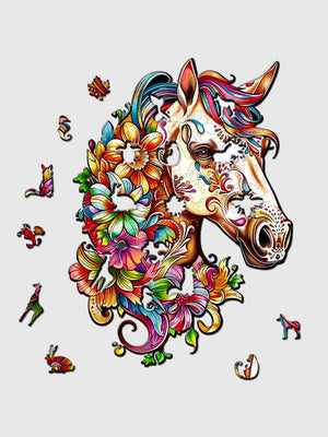 Puzzle Bois Cheval Coloré - Jouets Difficiles pour Enfants - GoCrazyPuzzle