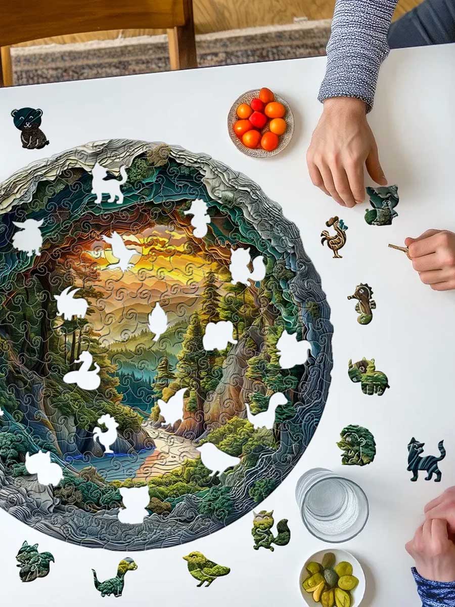 Puzzle Bois Forme Animaux - Aventure Forestière 3D - GoCrazyPuzzle