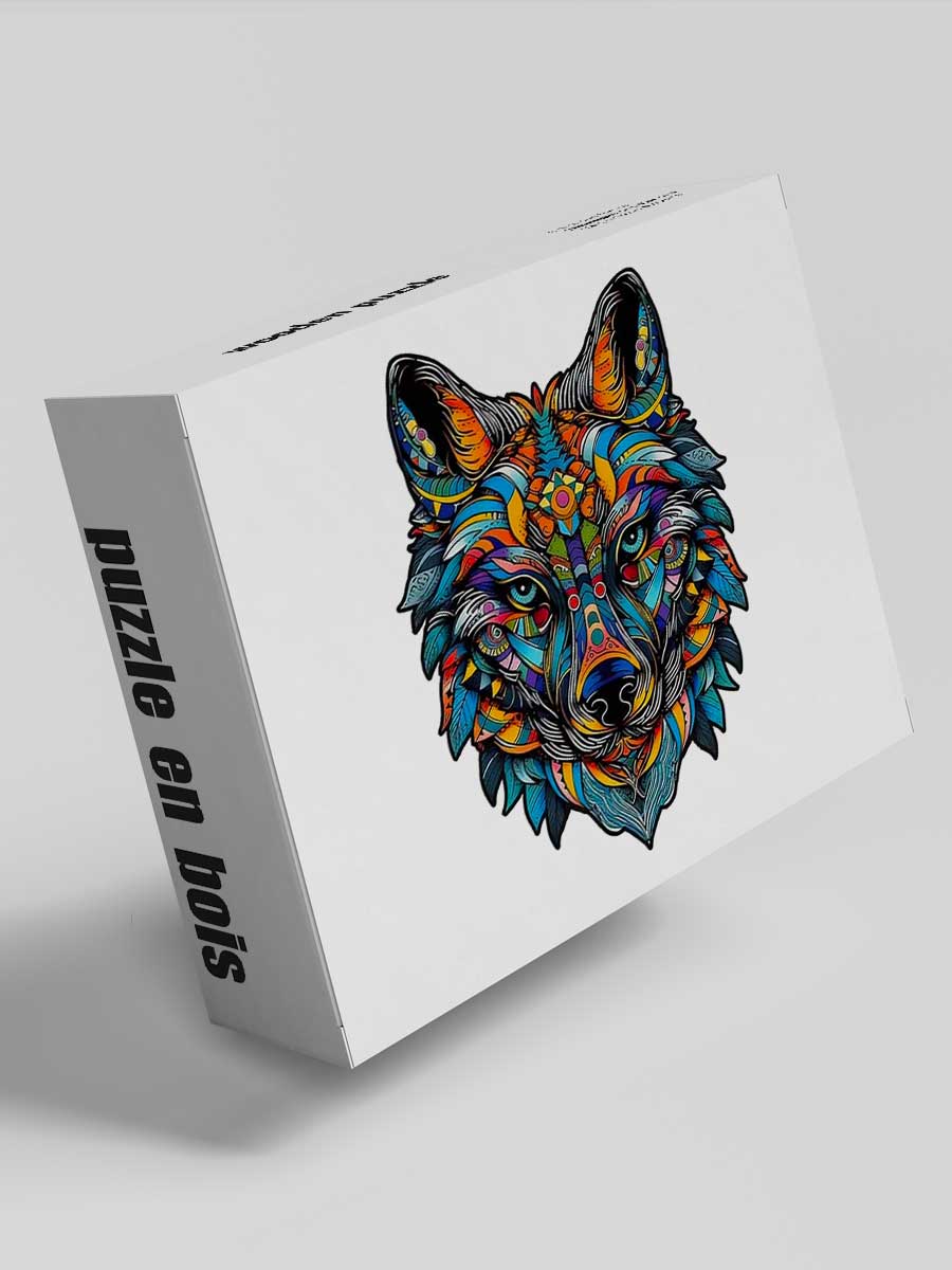 Puzzle Bois Loup aux Couleurs Vives