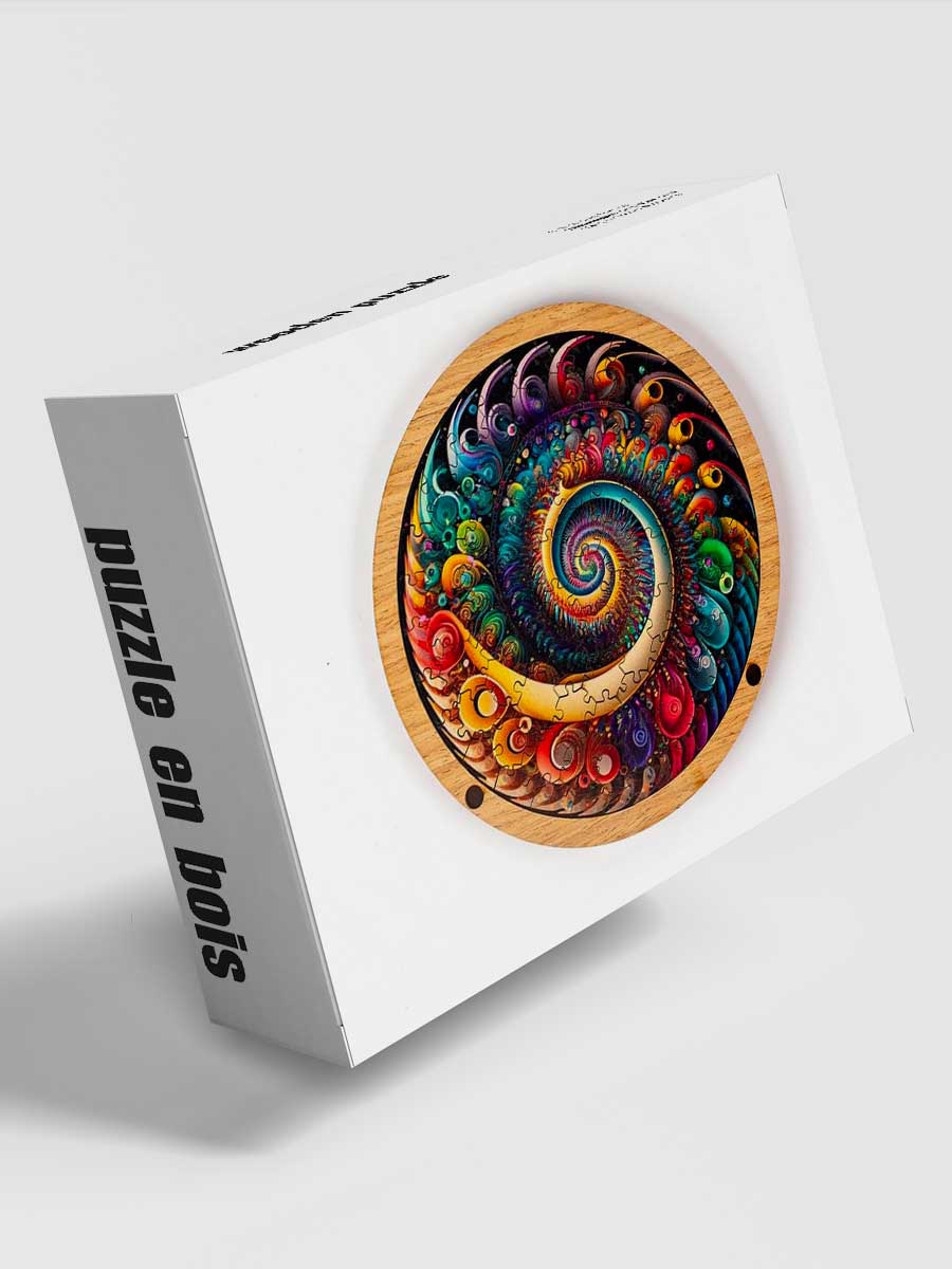 Puzzle Mandala Bois spirale colorée