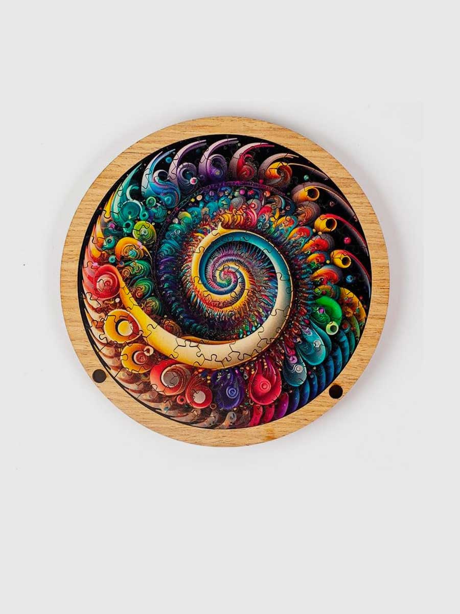 Puzzle Mandala Bois spirale colorée