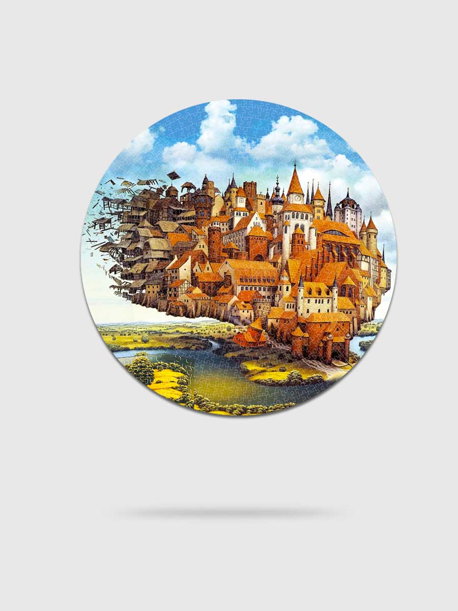 Puzzle Rond 1000 Pièces Ville Flottante