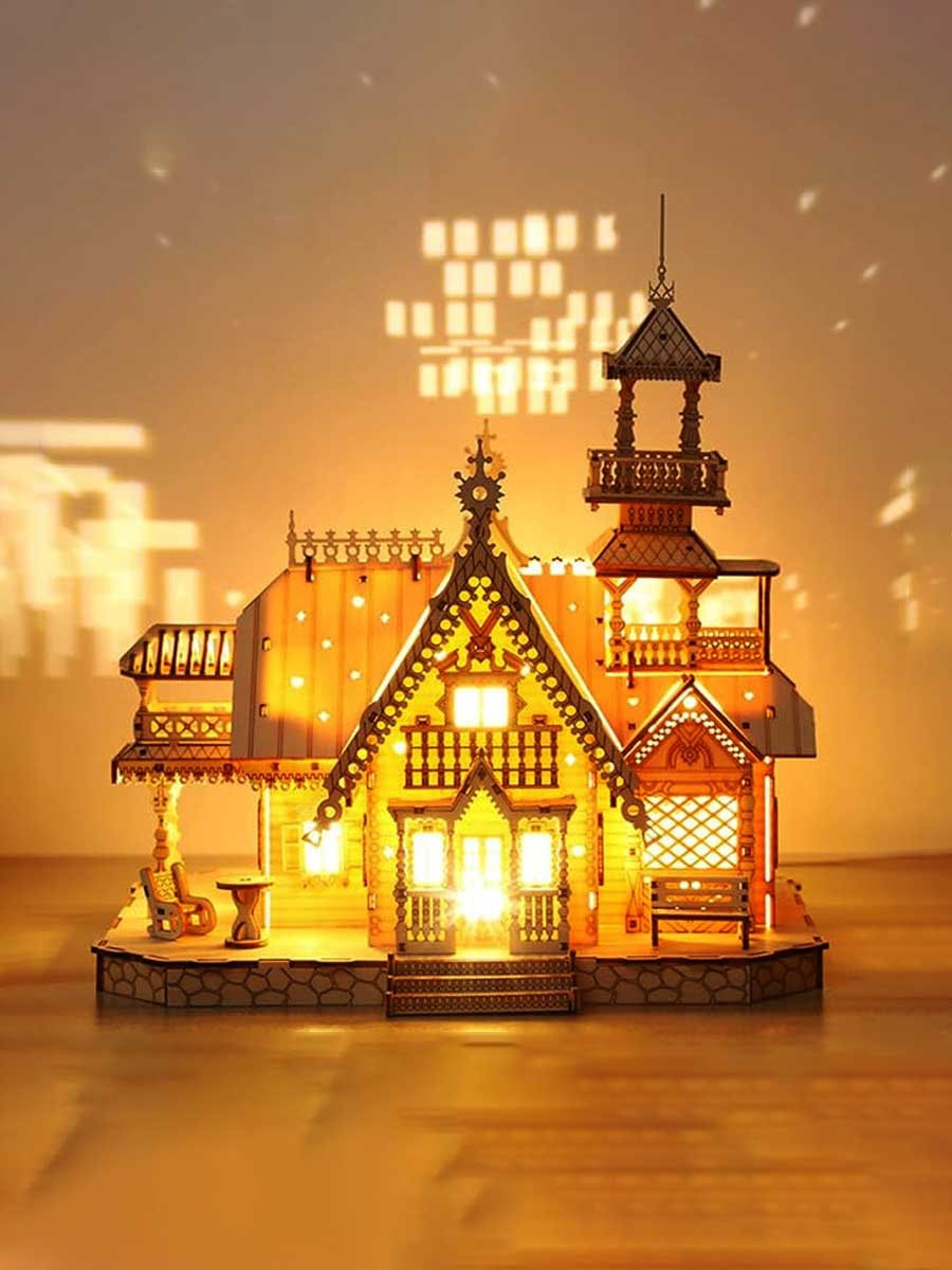 Puzzle en Bois 3d Maison Villa avec Lumière