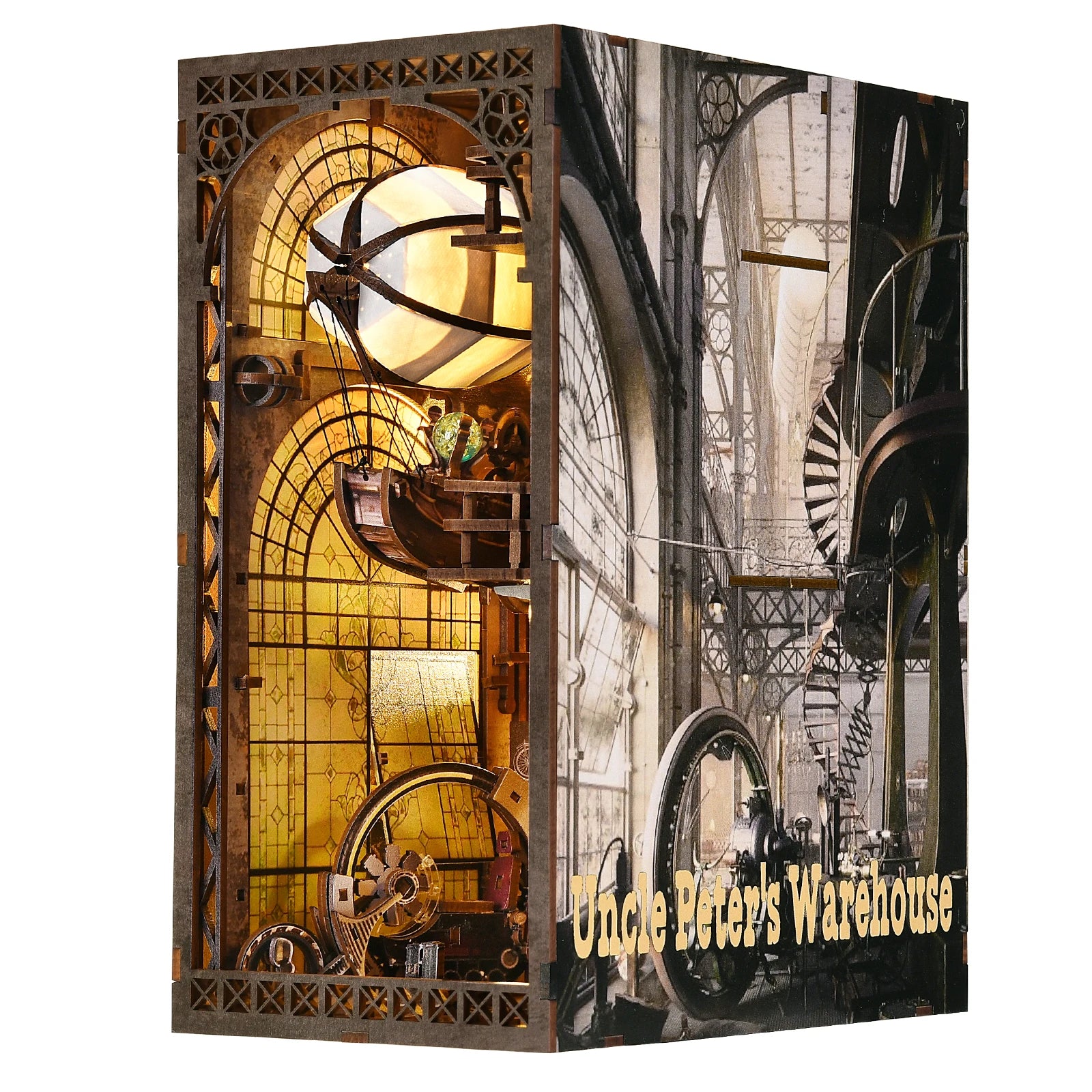 Book Nook – Cabinet de curiosités du voyageur (Bois, LED) - GoCrazyPuzzle